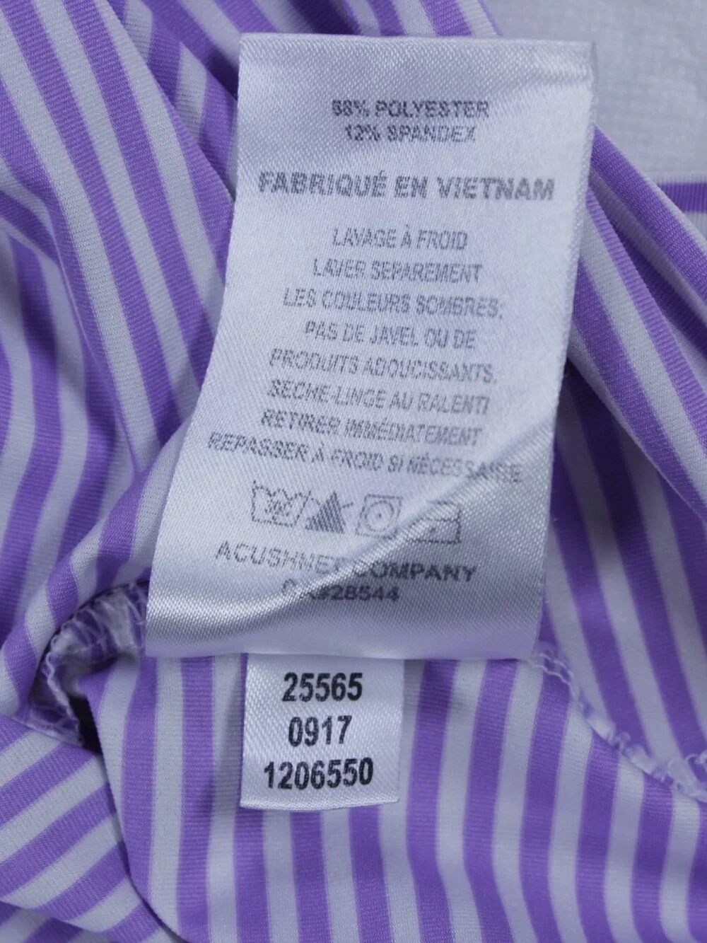 FootJoy (FJ) Men's Performance Golf Polo – Size L – Purple and White Stripes - Picture 8 of 9